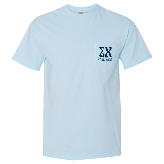 Sigma Chi Fall Recruitment Pocket Tee - Chambray